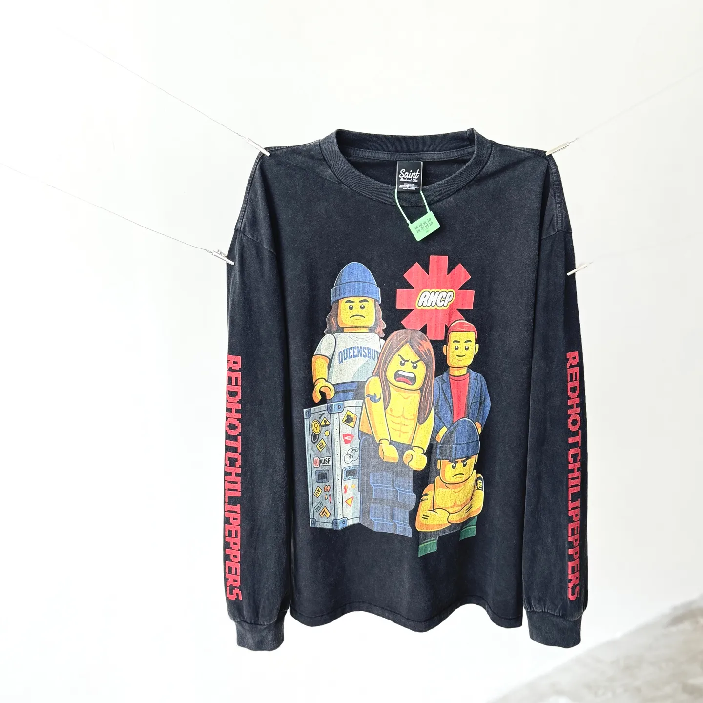 P158 # CTS-94 [LEGO Limited] Saint x RHCP Red Hot Chili Peppers x LEGO three-party joint long-sleeved original 280g heavy fabric after consistent washing Retro single stitch heaven and earth stitch technology heavy Assute yeast mill wash Size: S M L XL